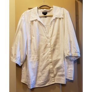 PLUS SIZE 26/28W Lane Bryant White Button Up Shirt